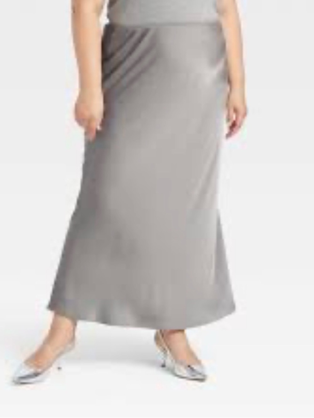 Target Women's Light Gray Satin Midi Skirt